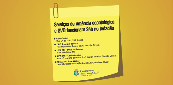 Serviços de urgência odontológica e SVO funcionam 24h no feriadão