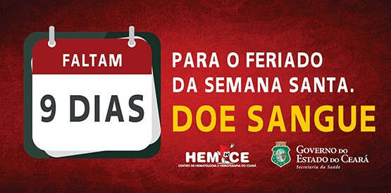 Faltam 9 dias para a Semana Santa. Doe sangue.