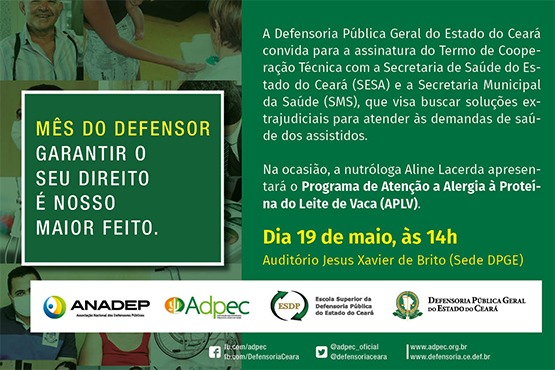 Programa ‘Defensoria em Ação Por Mais Saúde’ será lançado dia 19 de maio, Dia do Defensor