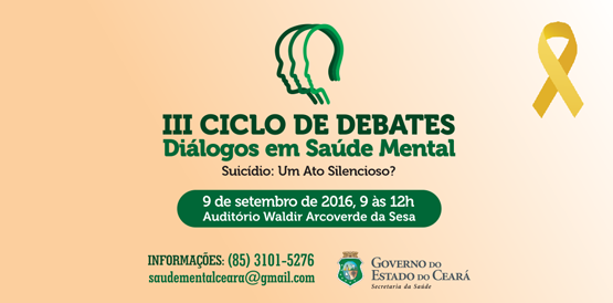 Saúde debate sobre prevenção ao suicídio nesta sexta, 9