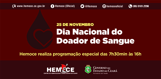 Hemoce comemora Dia Nacional do Doador de Sangue nesta sexta (25)