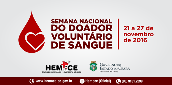 Hemoce mobiliza voluntários para Semana Nacional do Doador