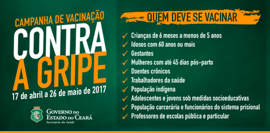 Campanha de vacinação contra gripe inicia no dia 17 de abril