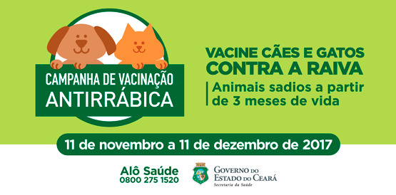 Sábado, 11 de novembro, é dia de vacinar cães e gatos contra raiva