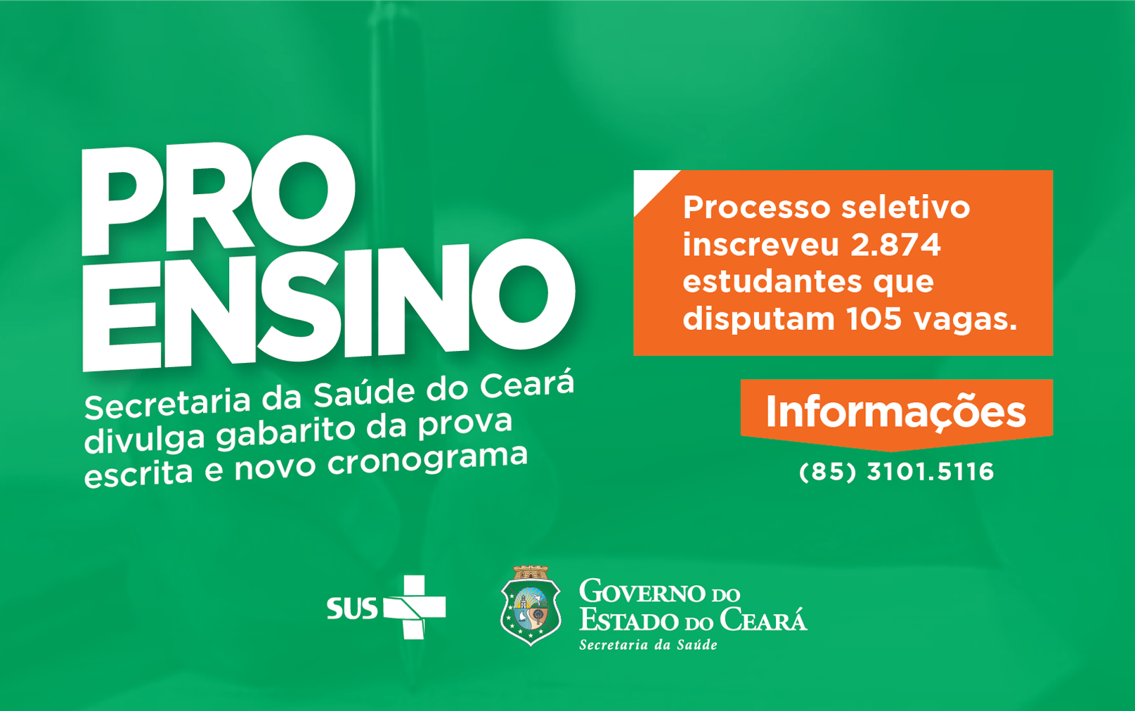 Proensino divulga gabarito da prova escrita e novo cronograma