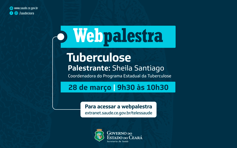 Tuberculose é tema de webpalestra nesta quinta, dia 28