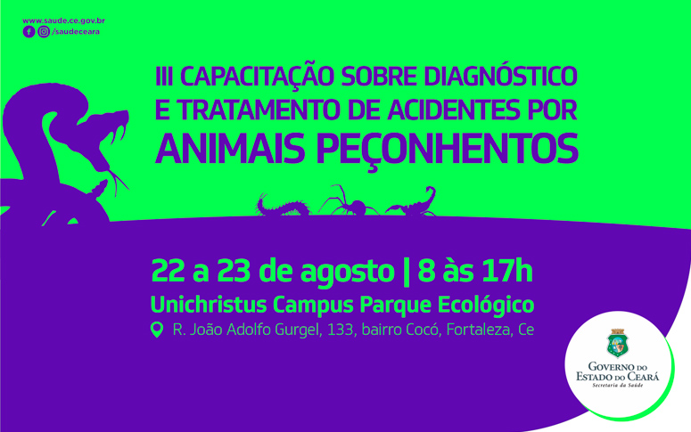 Capacitação em acidentes por animais peçonhentos começa nesta quinta, 22
