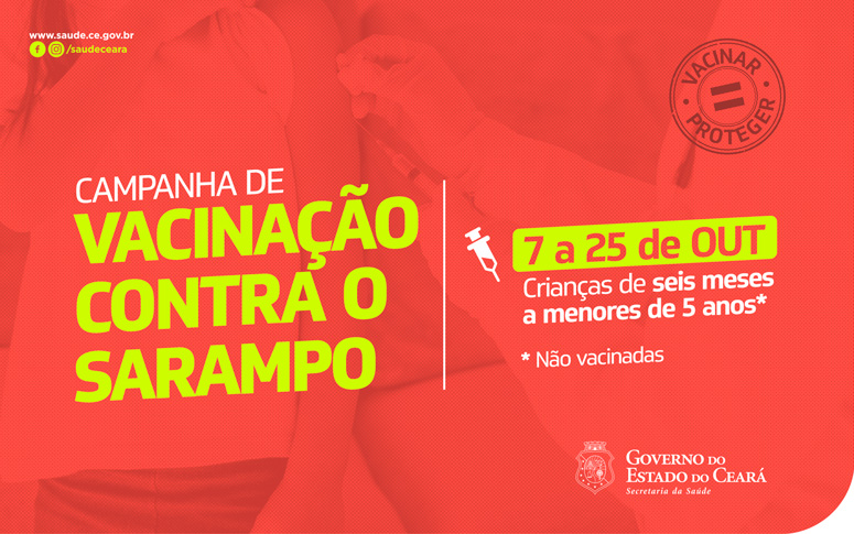 Campanha de Vacinação contra o Sarampo, para crianças, começa segunda, 7