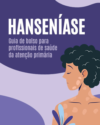 Capa do guia de bolso que mostra o vetor de uma pessoa com hanseníase