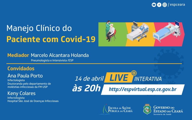 Manejo clínico do paciente com Covid-19 é tema de live nesta terça-feira, 14