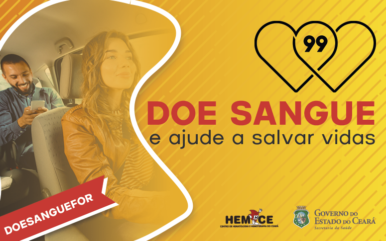 Parceria entre Hemoce e 99 garante desconto de até R$30 para doadores