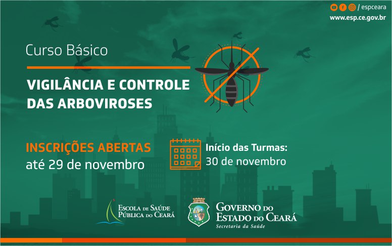 Inscrições para Curso Básico de Vigilância e Controle das Arboviroses seguem até domingo, 29