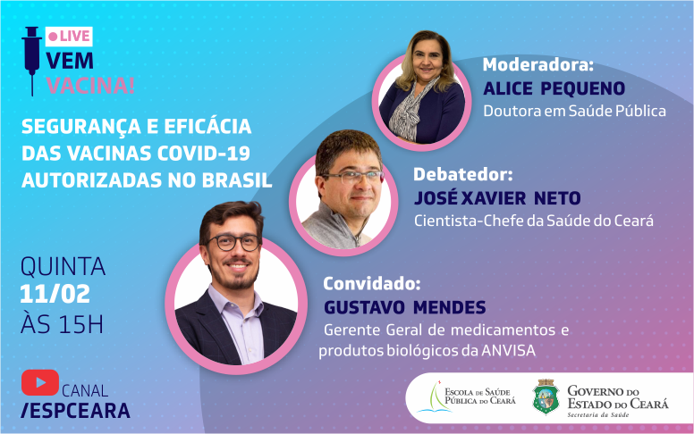 ‘Live’ discute segurança e eficácia das vacinas contra a Covid-19 autorizadas no Brasil