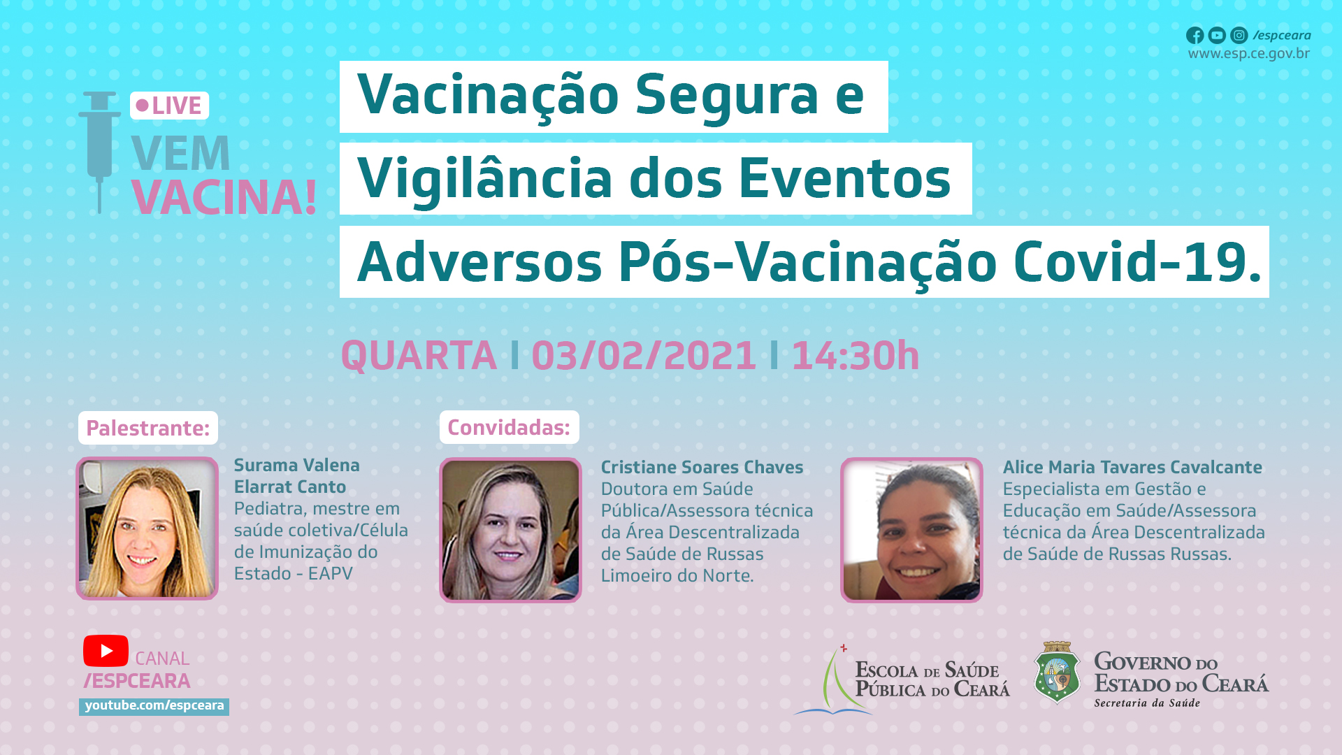 ‘Live’ discute segurança nos processos de vacinação e efeitos adversos pós-vacina