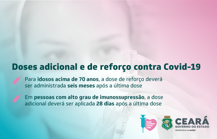 Aplicação de doses adicionais e de reforço contra a Covid-19 no CE começa nesta sexta (24)