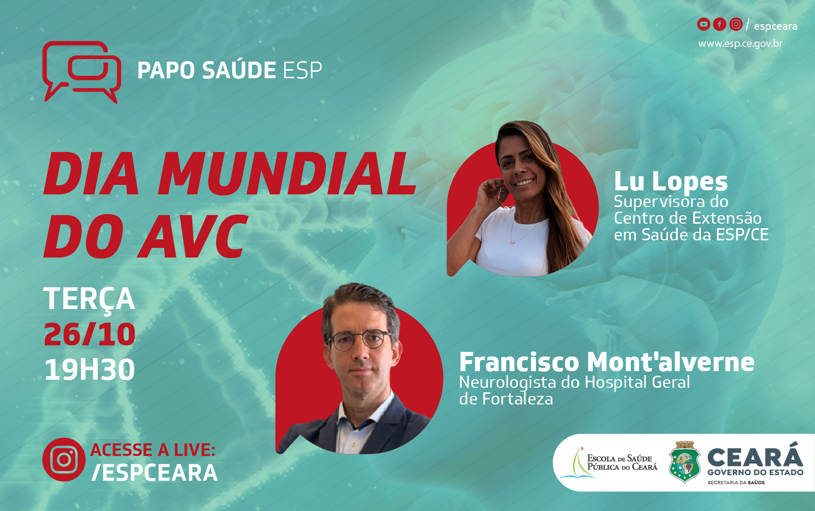 Dia Mundial do AVC é tema do Papo Saúde desta terça (26); público poderá tirar dúvidas na transmissão ao vivo