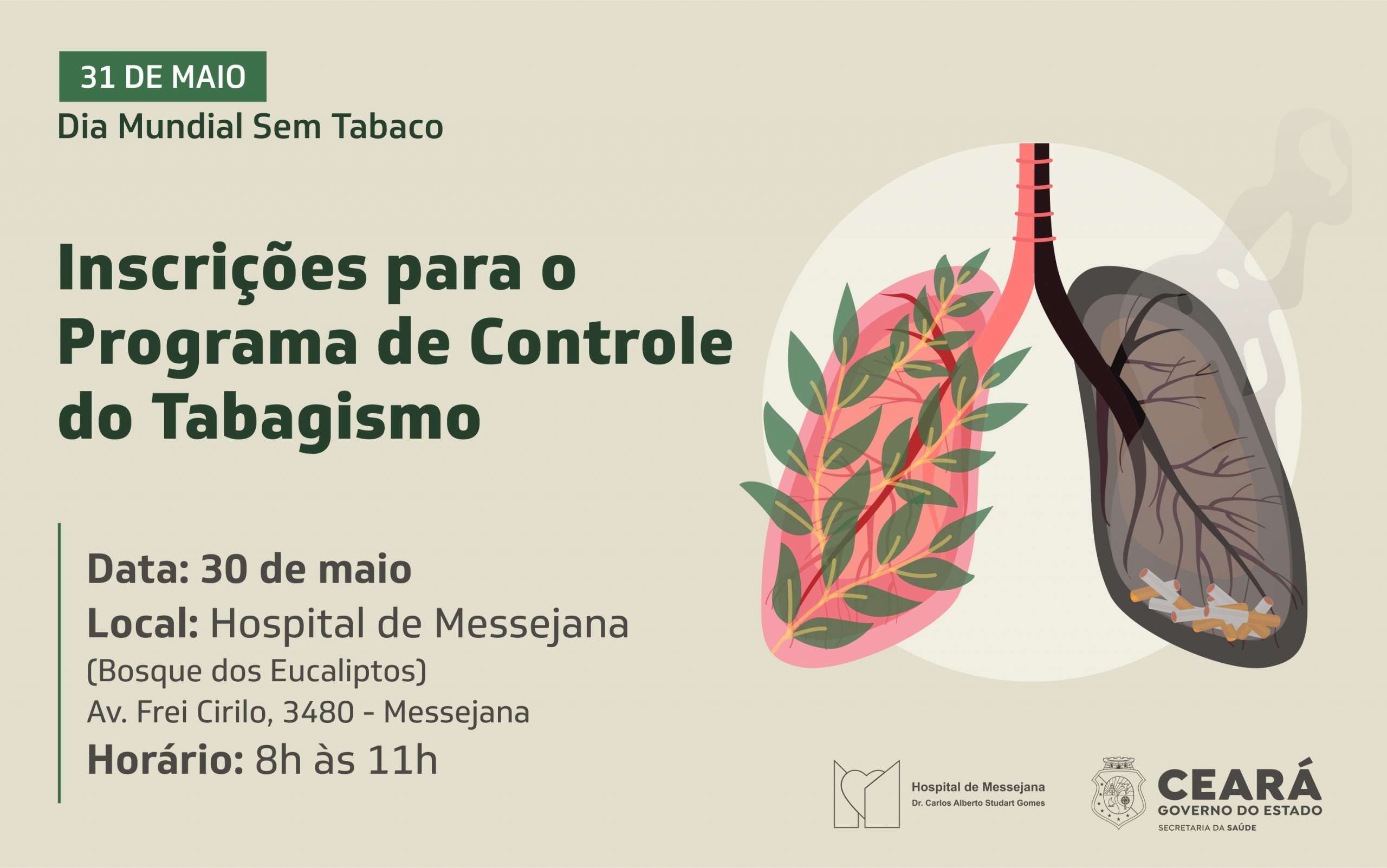Cem vagas: Hospital de Messejana abre inscrições para o Programa de Controle do Tabagismo