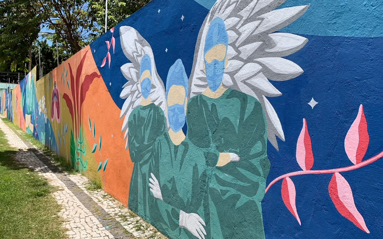 Muro externo do HGWA recebe pintura que homenageia profissionais e pacientes