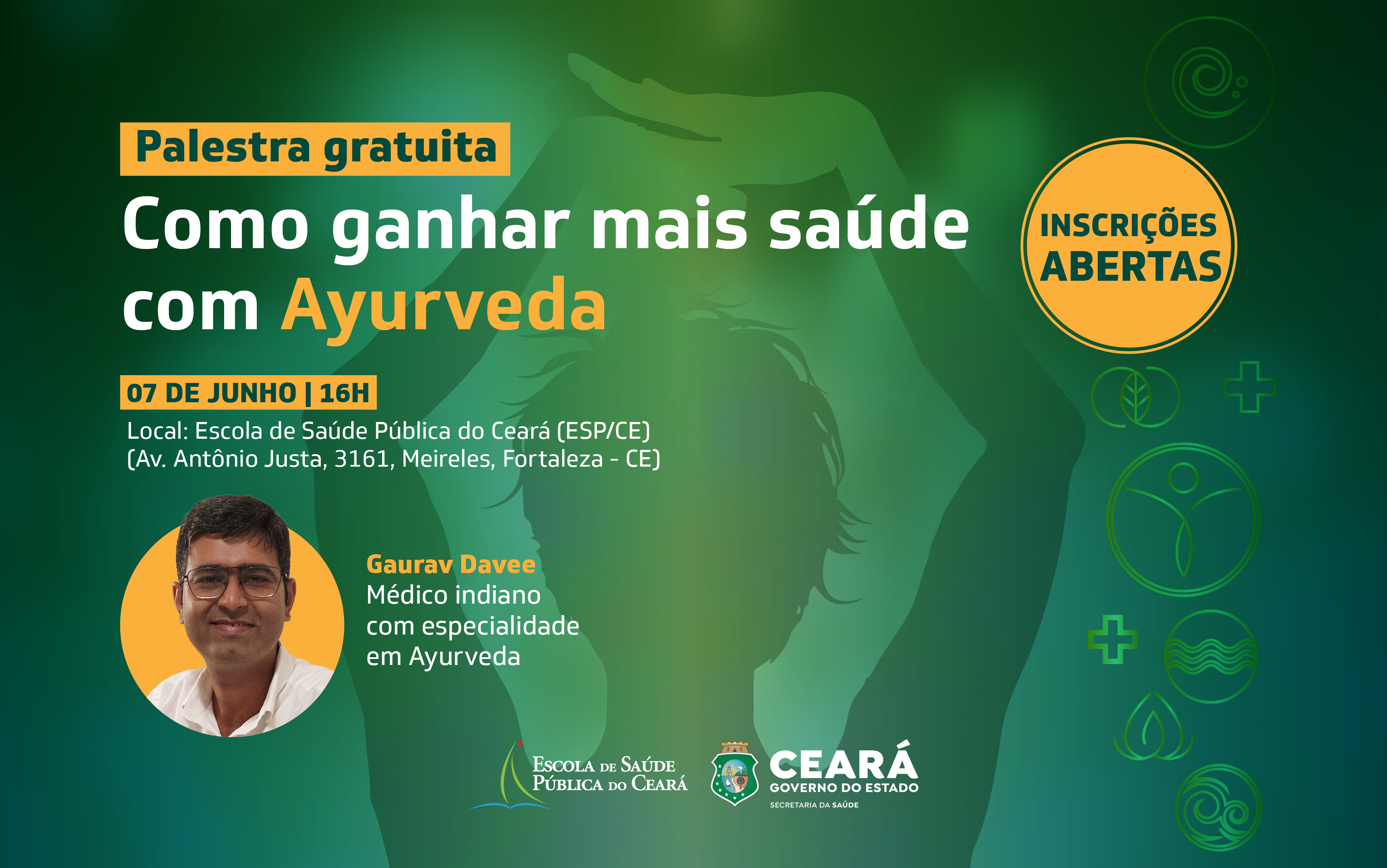 Saúde do Ceará promove palestra gratuita sobre medicina milenar indiana; inscrições são gratuitas