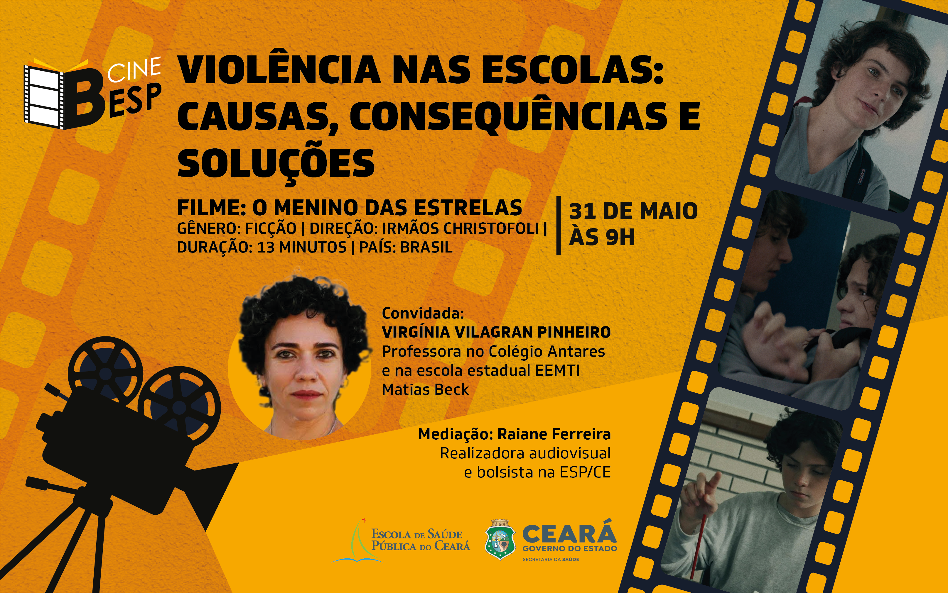ESP/CE realiza cineclube sobre causas, consequências e soluções para a violência escolar; evento gratuito acontece na quarta (31)