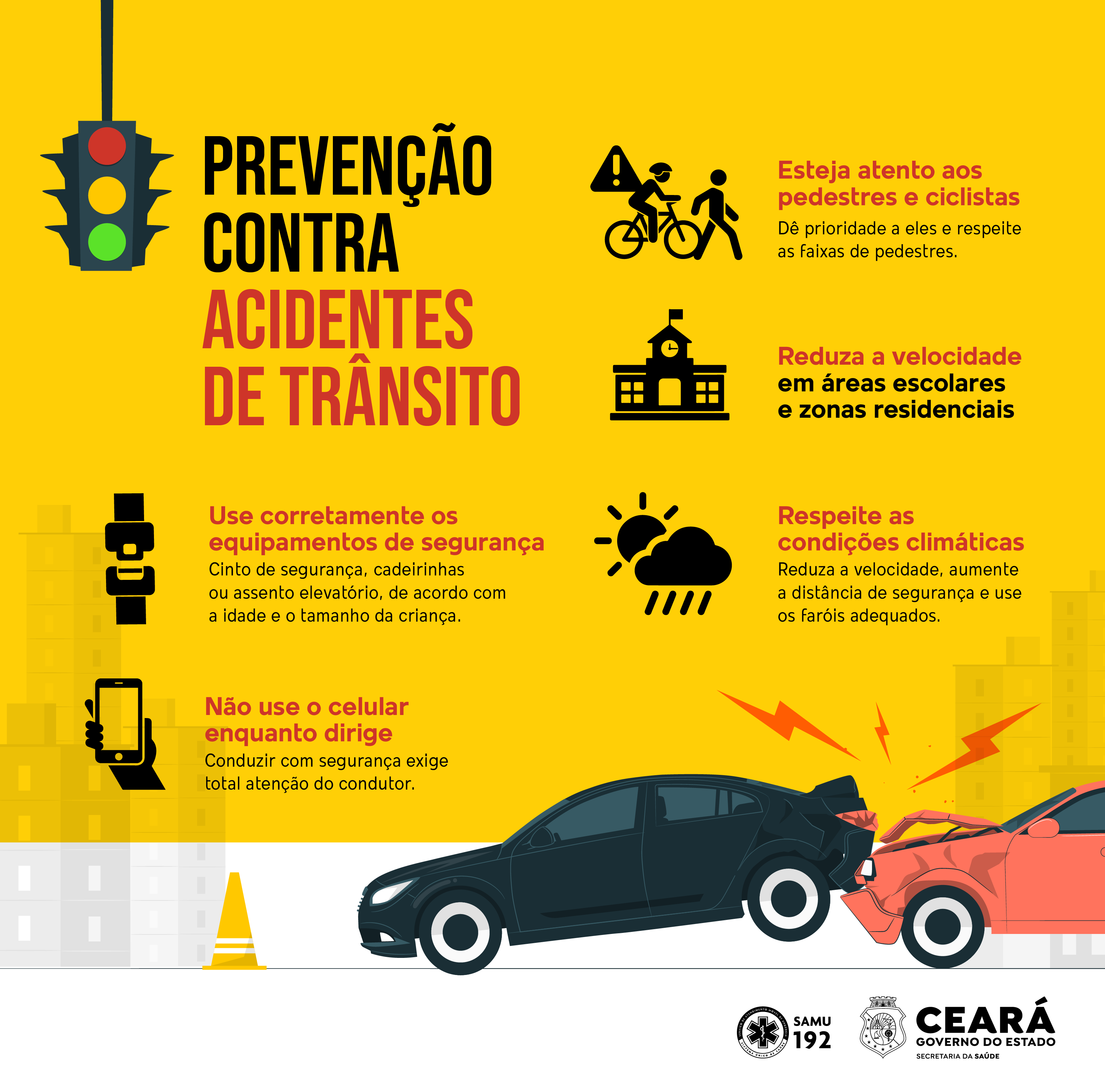 Maio Amarelo: Samu Ceará conscientiza a população sobre segurança no trânsito