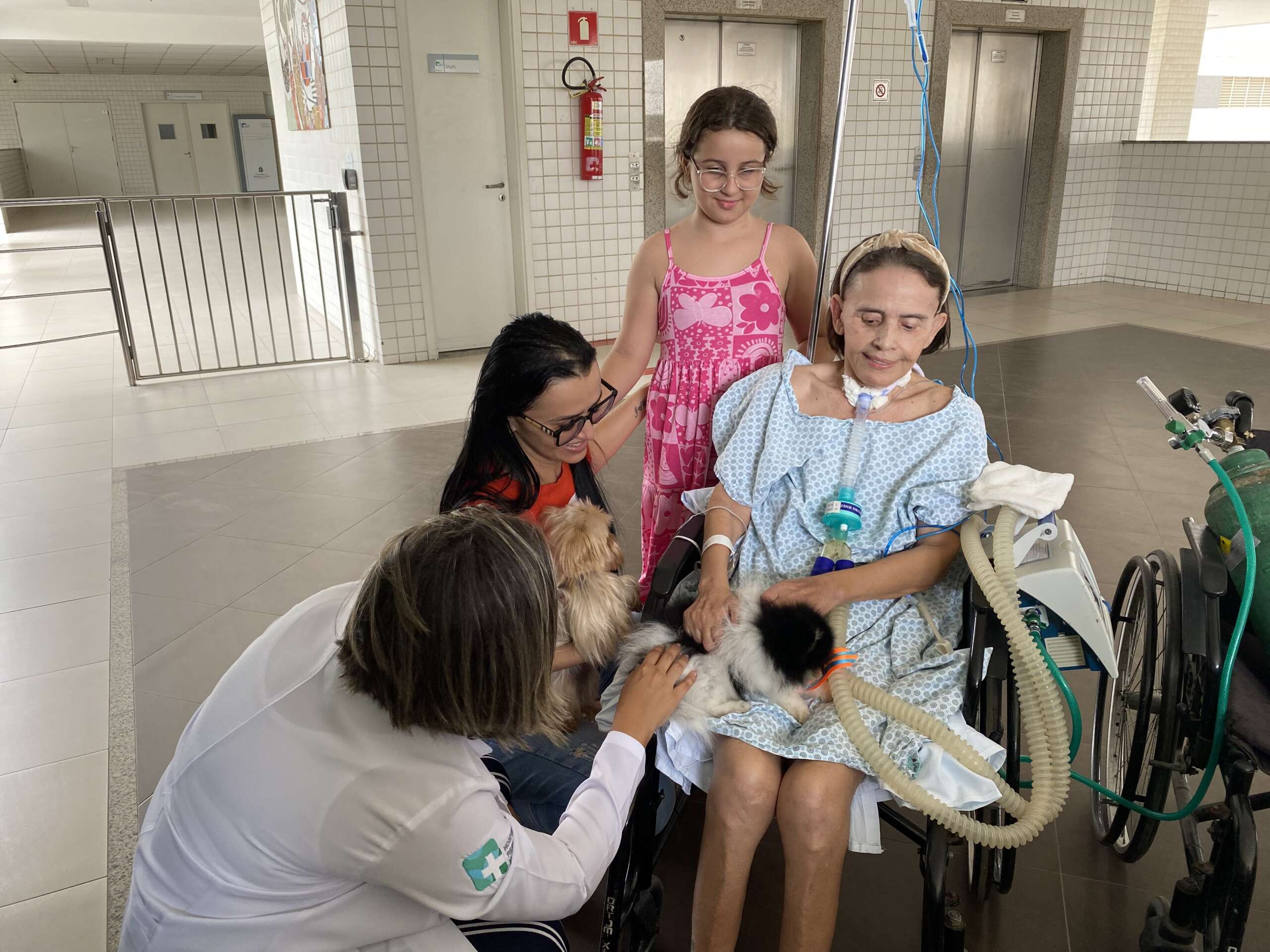 Paciente internada no HRN recebe visita de animais de estimação