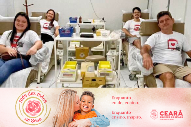 Mães que cuidam, ensinam e inspiram: voluntária do Hemoce é exemplo de solidariedade para os filhos