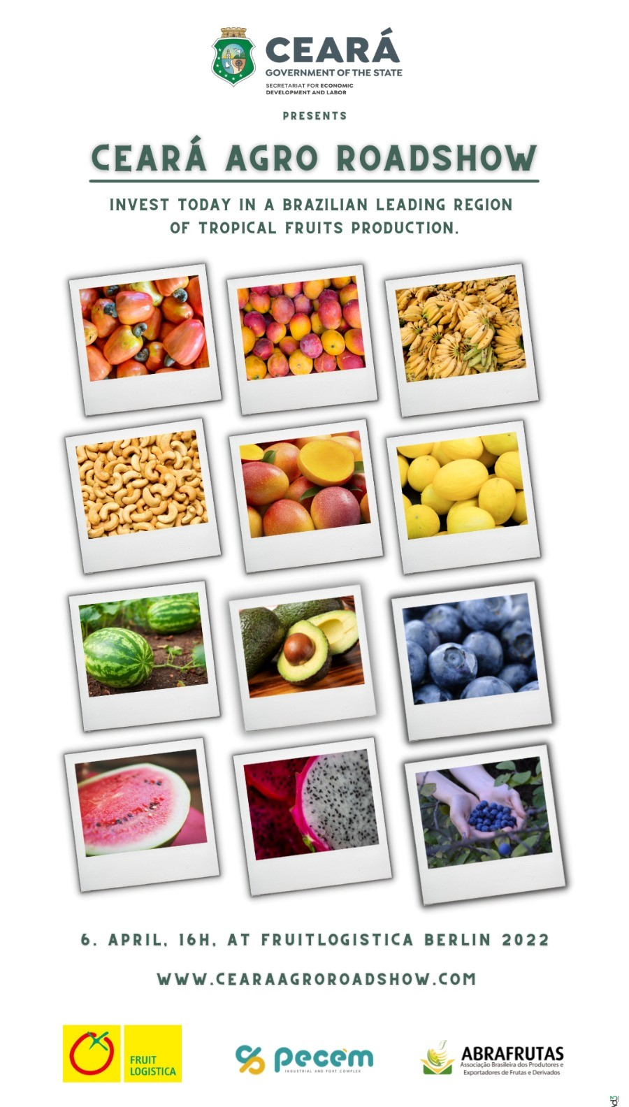 Governo do Estado do Ceará, por meio da Sedet, apresentará as oportunidades para investidores na Fruit Logística 2022