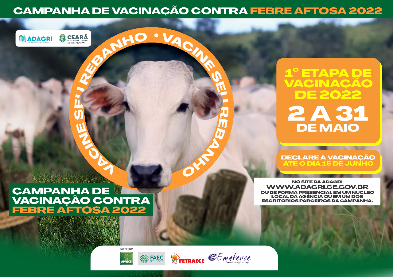 Campanha contra Febre Aftosa acontece em todo o Ceará até o próximo dia 31 de maio
