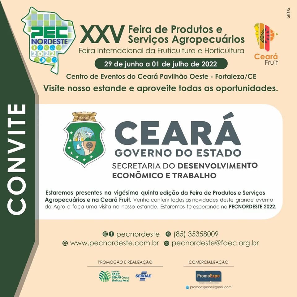 Sedet e vinculadas participam da 25° edição da PEC Nordeste, que começa nesta quarta- feira (29)