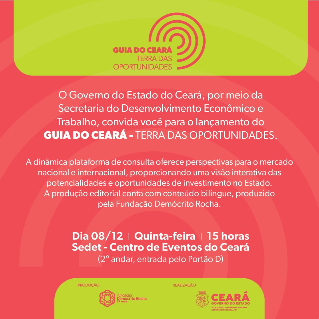 Guia do Ceará – Terra das Oportunidades será lançado próxima quinta-feira (8), no Centro de Eventos