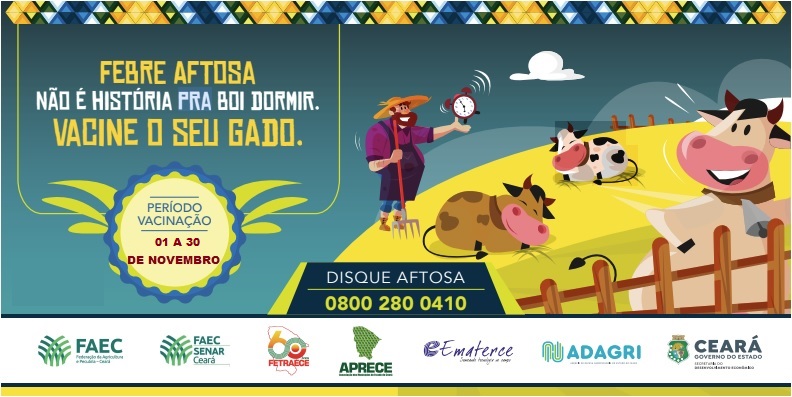 Produtores devem vacinar seu rebanho contra a Febre Aftosa até dia 30 de novembro