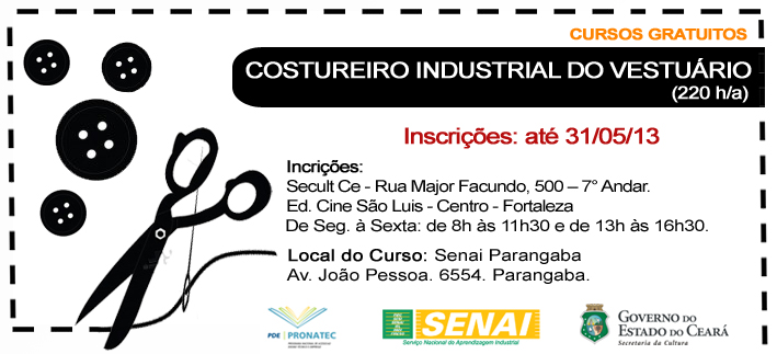 Secult/Senai ofertam curso de capacitação na área da moda
