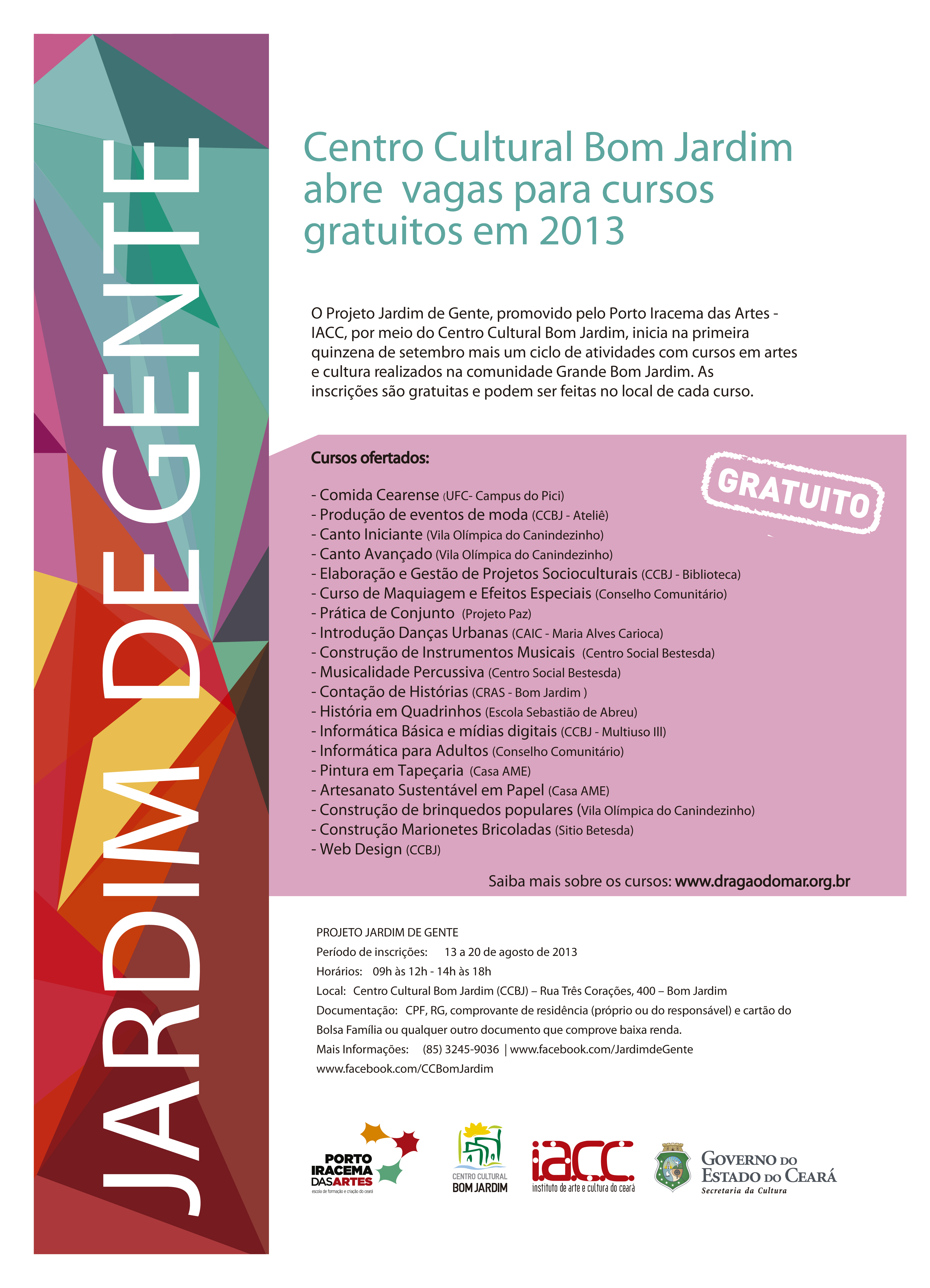 Projeto Jardim de Gente oferta 325 vagas para cursos gratuitos