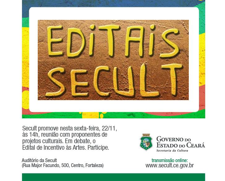 Transmissão ao vivo: reunião debate o Edital de Incentivo às Artes