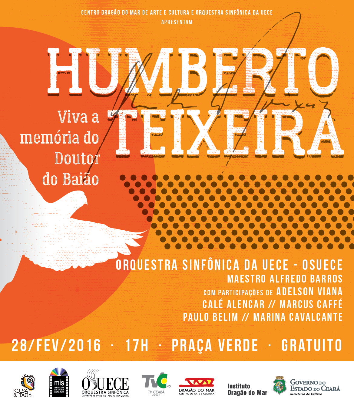 Com apoio da Secult e transmissão pela TVC, show especial em homenagem a Humberto Teixeira acontece domingo, 28/2, no Centro Dragão do Mar