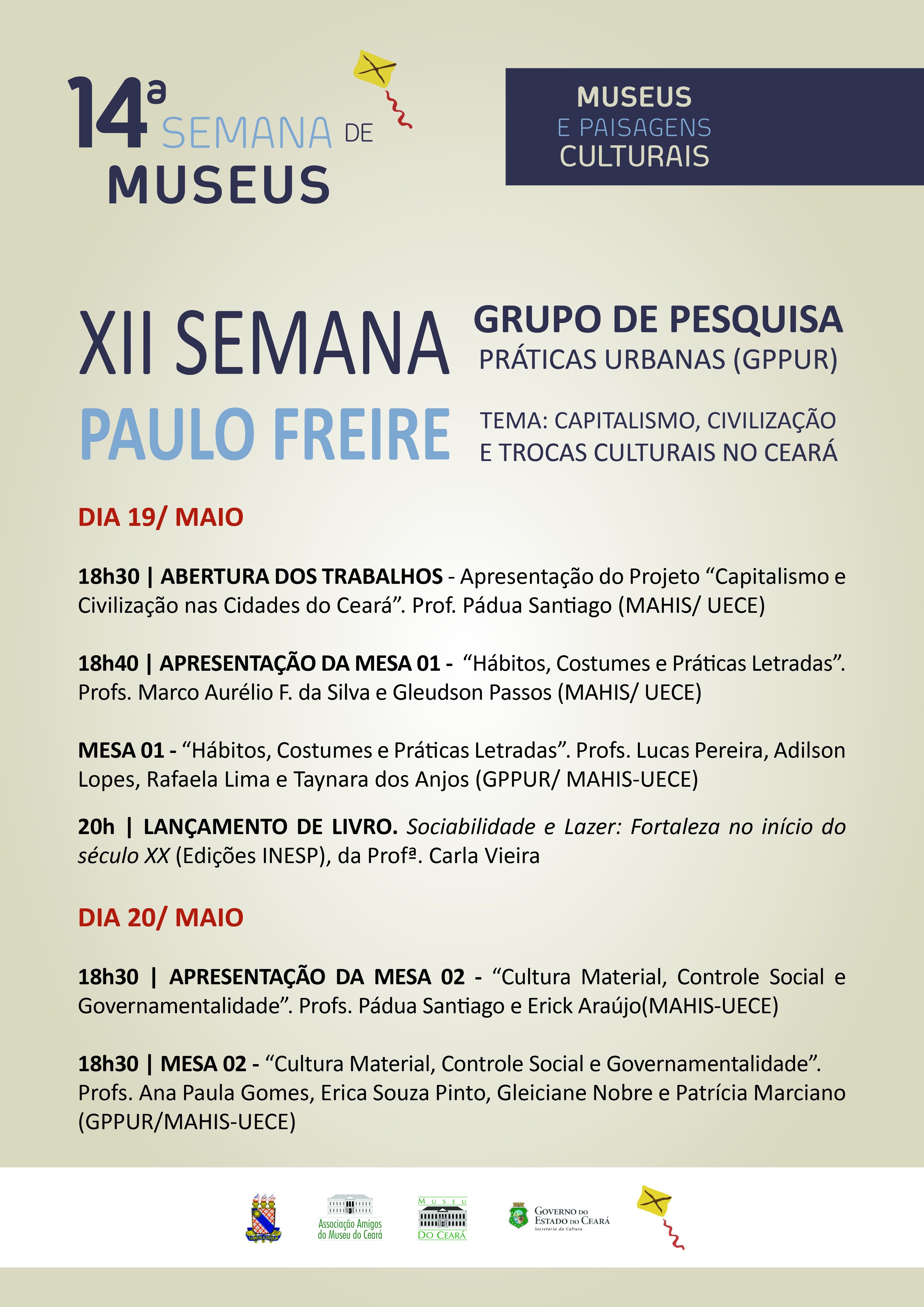 Museu do Ceará traz palestra, exposições, semana de formação, lançamento de livro e de novo volume dos Cadernos Paulo Freire, dias 19 e 20/5, durante a 14ª Semana de Museus