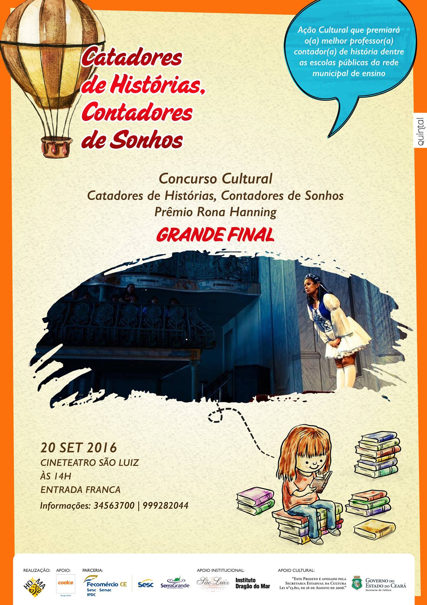 Grande final do Concurso Cultural “Catadores de Histórias, Contadores de Sonhos” acontece no Cineteatro São Luiz, nesta terça, 20/9