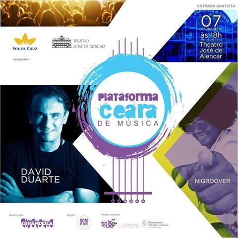 Plataforma Ceará de Música tem abertura nesta sexta, 7/10, no Theatro José de Alencar, com shows de David Duarte e Nigroover