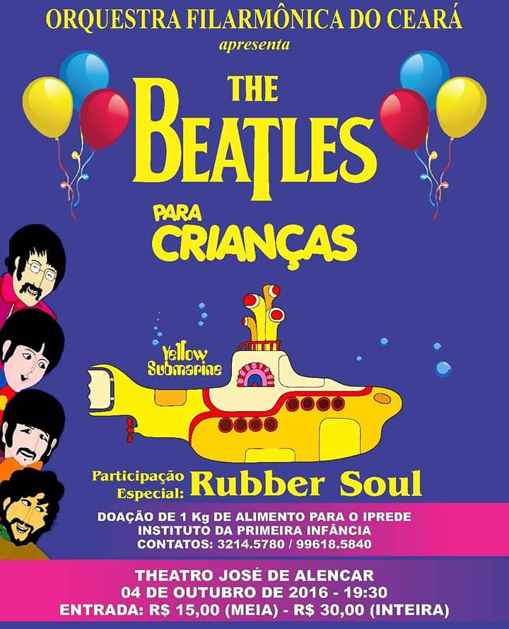 Theatro José de Alencar recebe nesta terça, 4/10, Orquestra Filarmônica do Ceará e banda Rubber Soul, no show “The Beatles para crianças”
