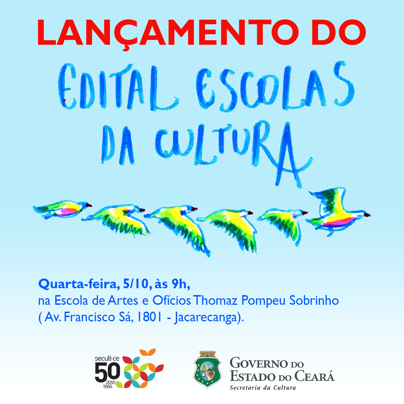Secult lança nesta quarta, 5/10, Programa Escolas da Cultura e I Edital Escolas Livres da Cultura, com R$ 10,5 milhões para apoio a iniciativas de formação