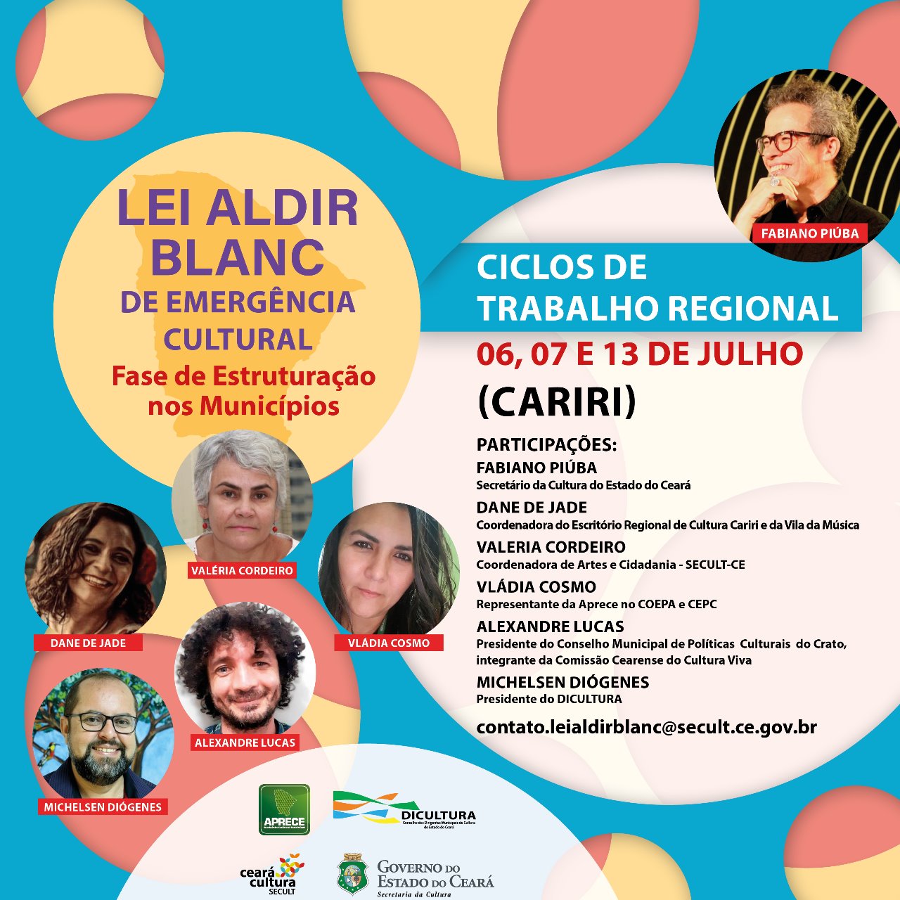 Secult realiza Ciclos de Trabalho Regionais sobre Lei Aldir Blanc, com início nesta segunda, 6/7 