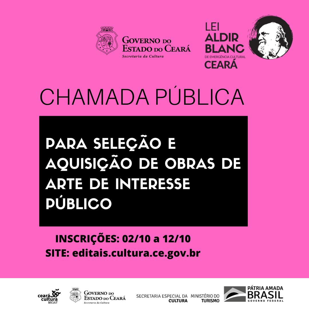 Lei Aldir Blanc no Ceará: Secult abre inscrição para Chamada Pública para Seleção e Aquisição de Obras de Arte de Interesse Público
