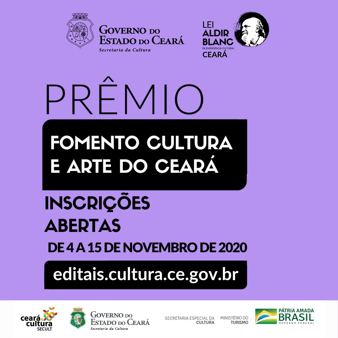 Lei Aldir Blanc Ceará: Secult lança Prêmio Fomento Cultura e Arte do Ceará, com R$ 17,8 milhões para projetos cearenses