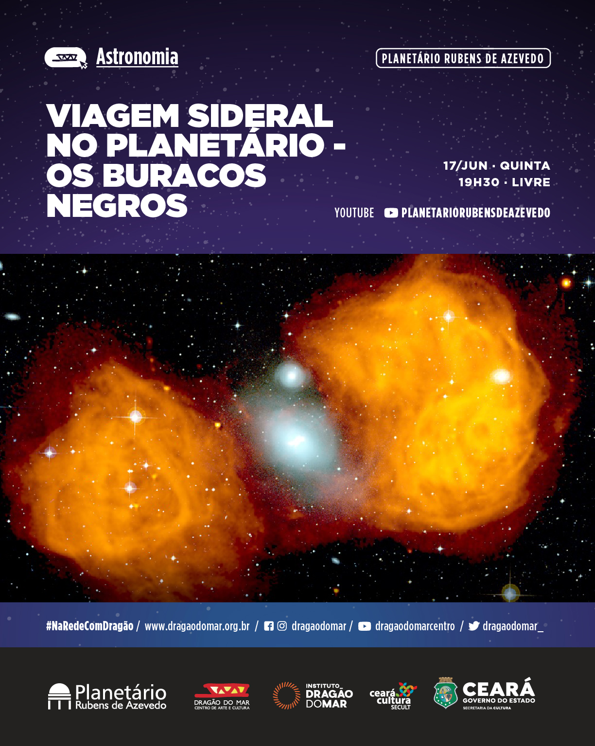 Planetário do Dragão do Mar lança novos conteúdos na quarta (16) e na quinta (17)