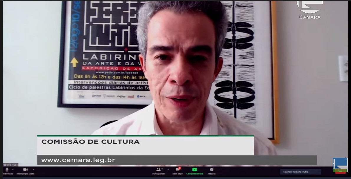Lei Aldir Blanc 2: secretário Fabiano Piúba participou de Audiência Pública Virtual na Comissão de Cultura da Câmara dos Deputados sobre o tema