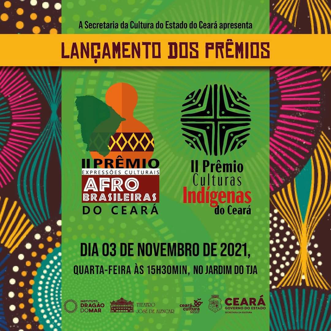 Secult realiza lançamento de 2ª edição dos prêmios de Expressões Culturais Afro-Brasileiras e de Culturas Indígenas do Ceará, nesta quarta, 3/11