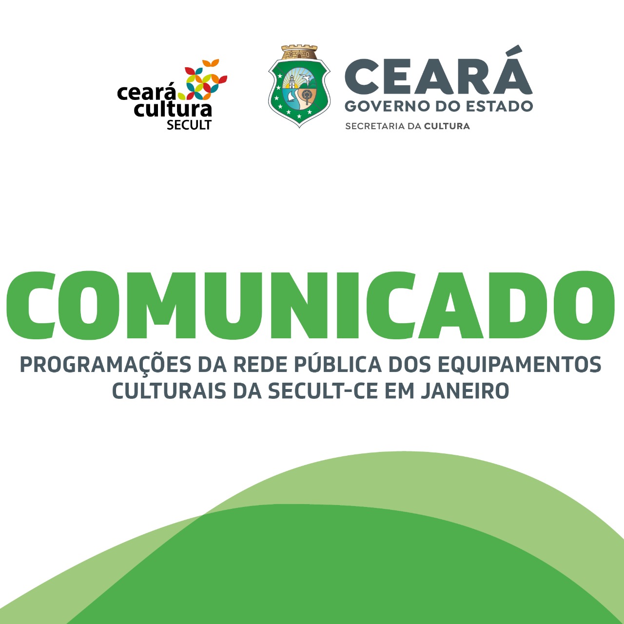 Secult divulga comunicado sobre programações da Rede Pública dos Equipamentos Culturais em janeiro