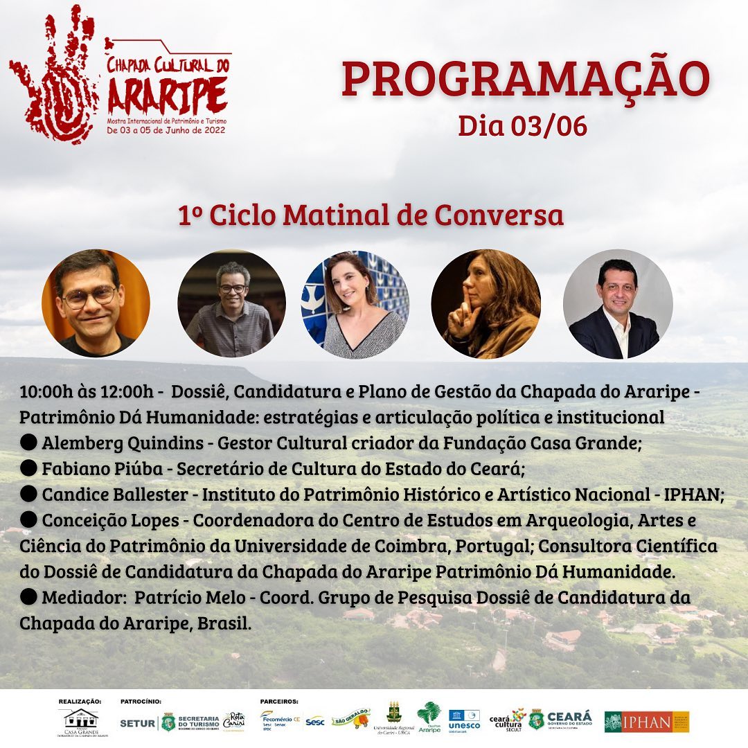 Com parceria da Secult Ceará e patrocínio da Secretaria de Turismo do Estado do Ceará (Setur), a Fundação Casa Grande realiza Mostra Internacional de Patrimônio e Turismo Chapada Cultural do Araripe