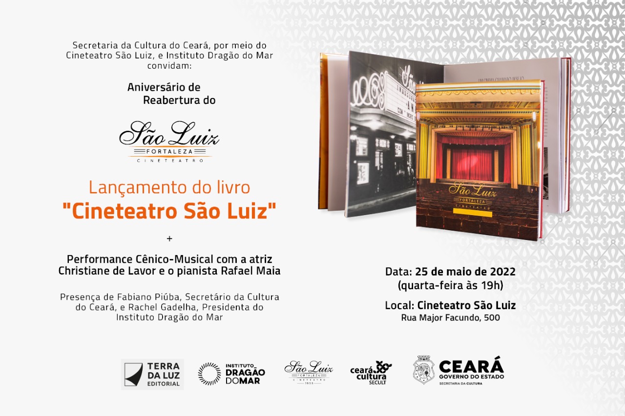 Lançamento de livro Cineteatro São Luiz na quarta (25), às 19h